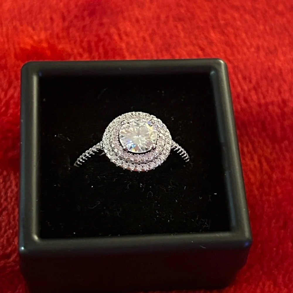 Moissanite Diamond‎ 925 Sterling Silver bridal set size 9 retail $599